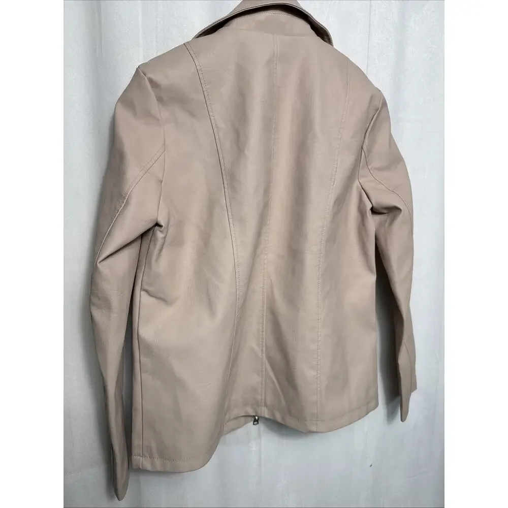 Baccini Faux Leather Jacket Women’s Small Feminine Fit Cream Off White Beige NWT - Picture 9 of 9